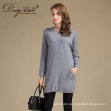 2017 Best Selling Frauen Lange Pullover Reines Kaschmir Kleid Mit Tasche